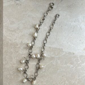 Elegant Silvertone Pearl Necklace